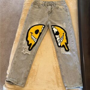 Kids Gray Jeans with Yellow Graphic